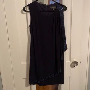 Betsy and Adam Short Length Dark Navy Blue Dress with Sequins